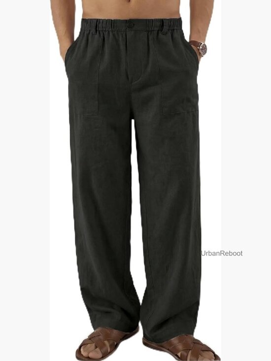 Other - Men's Casual Linen Cotton Elastic Waist Summer Beach Yoga Pants